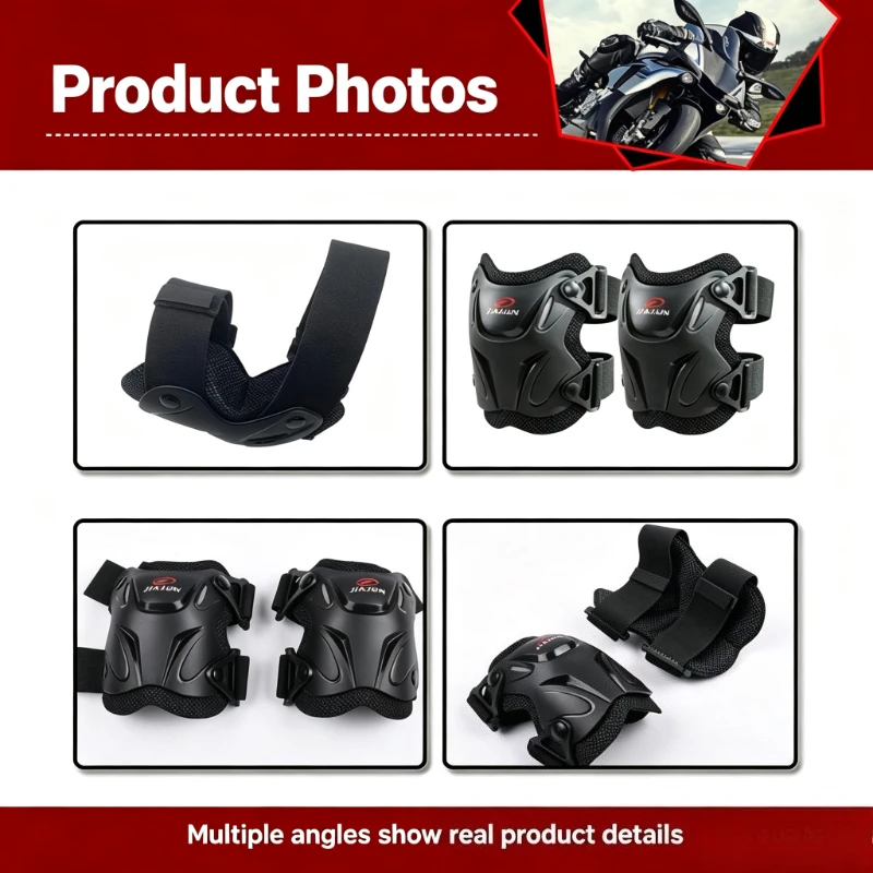 QIKUI Motorcycle Elbow Knee Pads Motorcycle Riding Knee Support Protective Pads Guards Outdoor Sports Cycle Knee Protector Gear