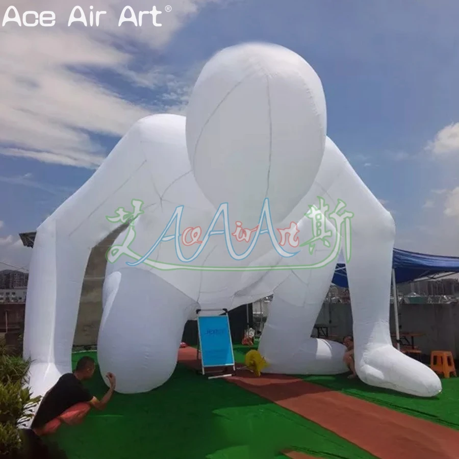 Pure White Inflatable Running Man Sports Male for Competition Advertising or Decoration