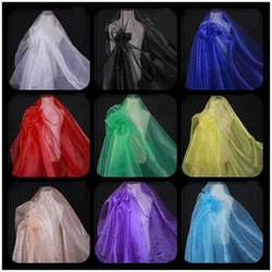 Transparent Pearly Lustre White Organza Fabric By Meters for Clothes Upholstery DIY Sewing Plain High Density Tulle Cloth Smooth