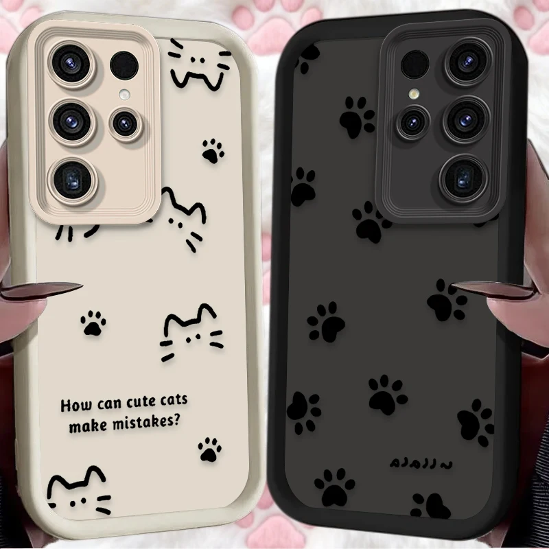 Cartoon Cat Dog Lovely Line Phone Case For Samsung Galaxy S26 S25 Edge S24 S23 Ultra S22 Plus S21 FE A07 A17 4G A37 A57 5G Cover