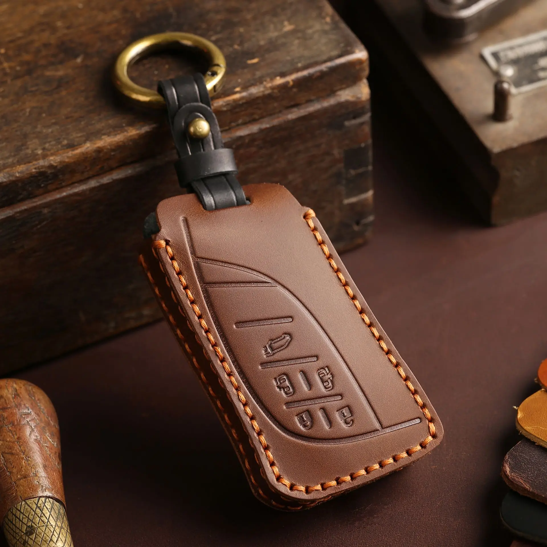 Leather Car Key Cover Shell for Lexus LM350h LM500 2023