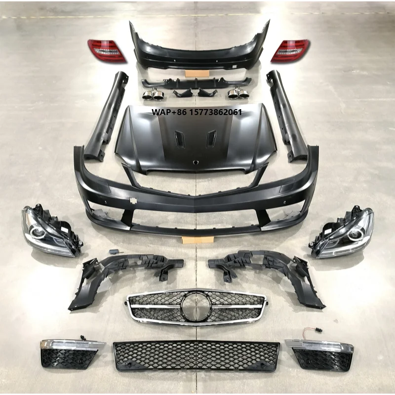 

For C-Class W204 Modification and Upgrade New AMG C63 Body Kit Front and Rear Bumper Assembly