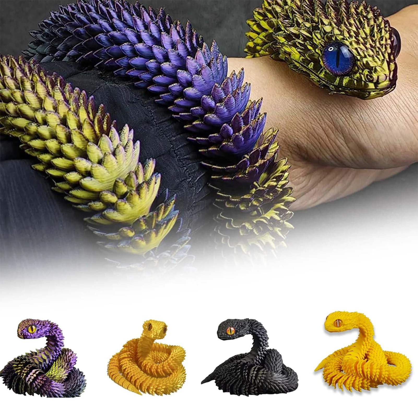 New 3D Printed Snake Toy Articulated Flexible Decompression Toy Animal Exquisite And Cute Pet Toy Adult Decompression Relax Toy