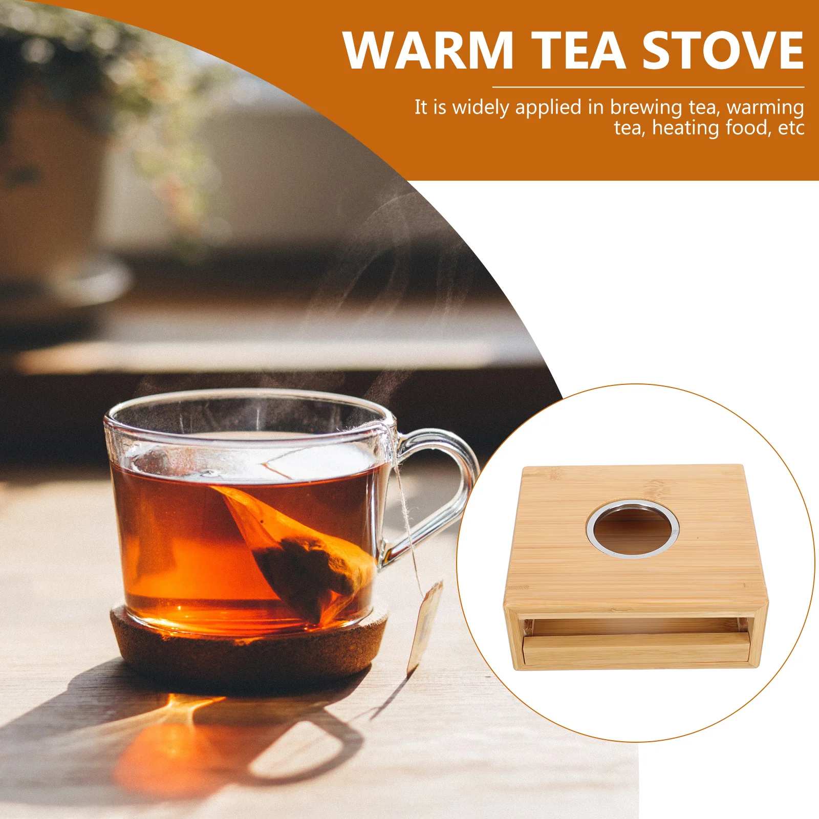 

Bamboo Teapot Warmer Drawer Type Tea Heater Base Holder for Home Office Coffee Shop Tea House Use Teapot Warmer