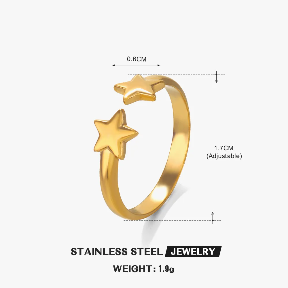 Minimally Designed Mini Star Ring Woman Jewelry Geometric Stainless Steel Stacked Rings Bohemian Style Accessories ﻿