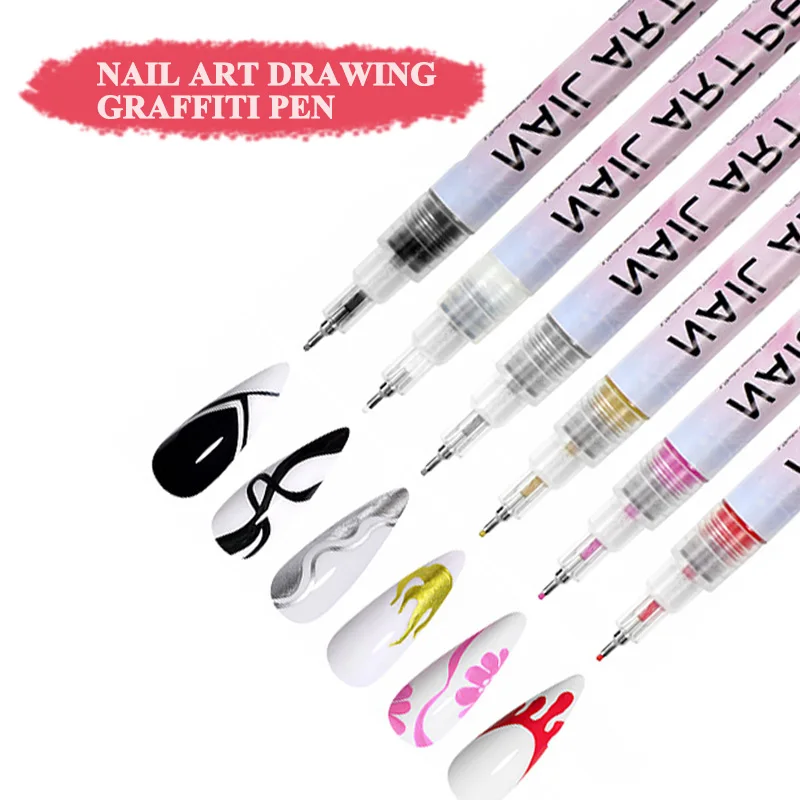 Nail Art Drawing Graffiti Pen Gel Pencil Plastic Painting Liner Brush White Marker Pen Nail Manicure Decoration Tools