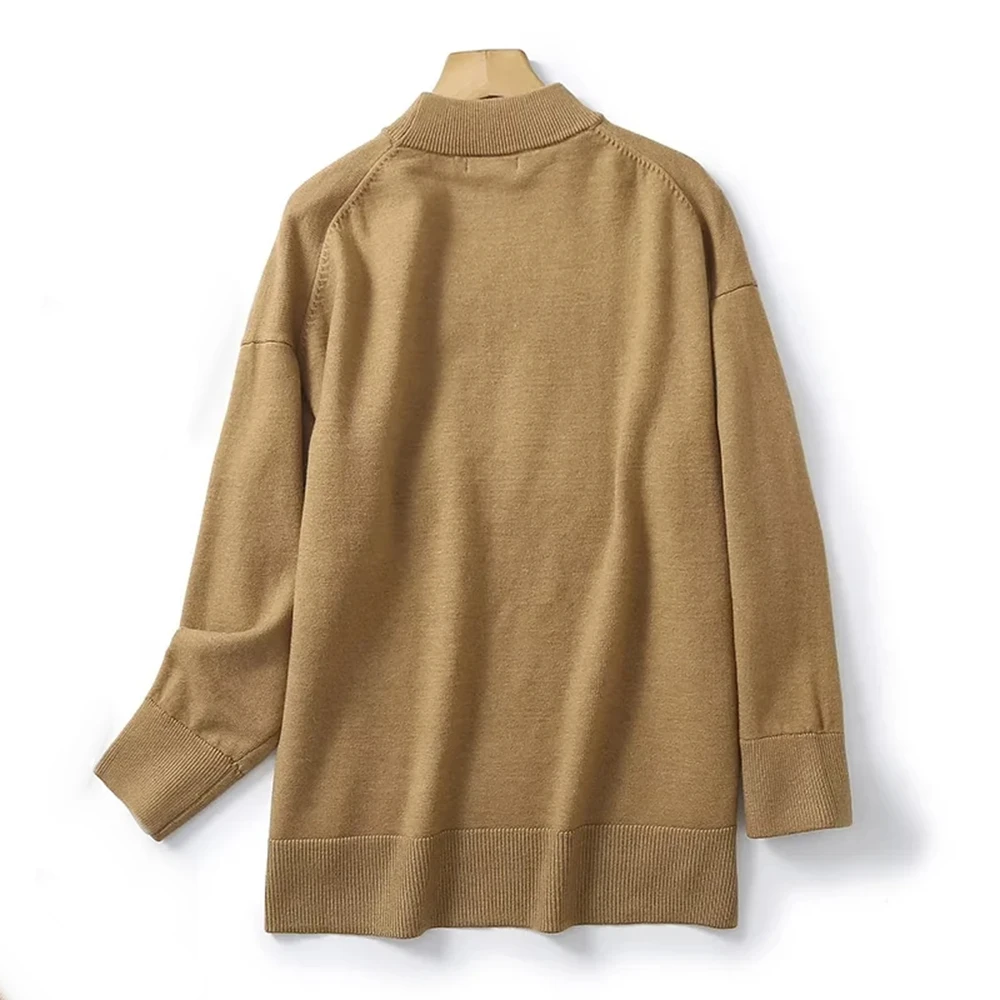 Cos Lris2024 autumn and winter minimalist style solid color round neck loose knit sweater for women 05699550742