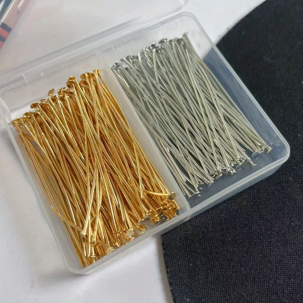 200pcs 30/40/50mm Iron-headed Needles in Boxed Wholesale Flat Needle Head for Making Jewelry Accessories DIY Making Head Pins