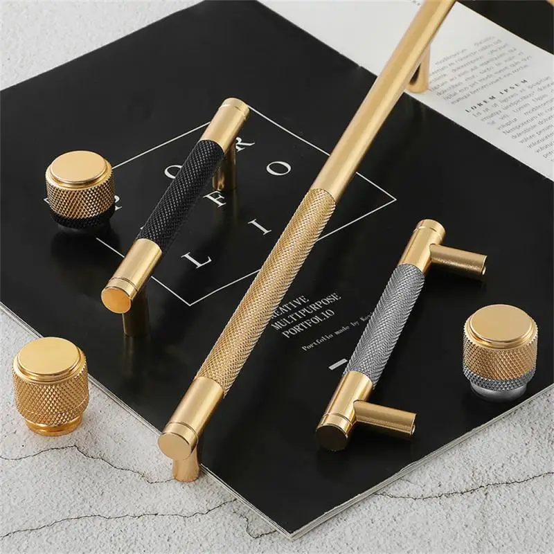 Modern Aluminum Alloy Black Gold Kitchen Cabinet Handles and Knobs Drawer Handles Wardrobe Door Pulls Furniture Hardware