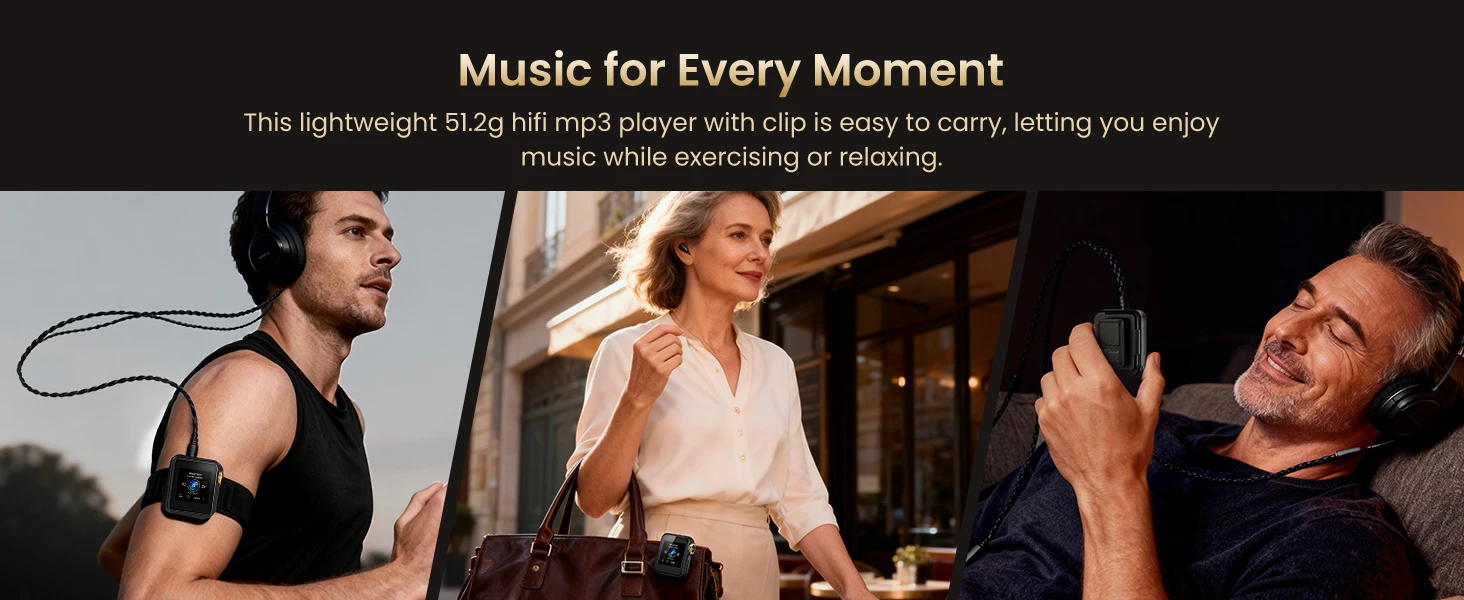 HiFi Walker H2 Mini MP3-Player mit Clip, Zweiwege-Bluetooth AptX LDAC DSD256, Leichtgewicht 45g, ALPS 64GB FLAC-Player für Sport – Detail 8