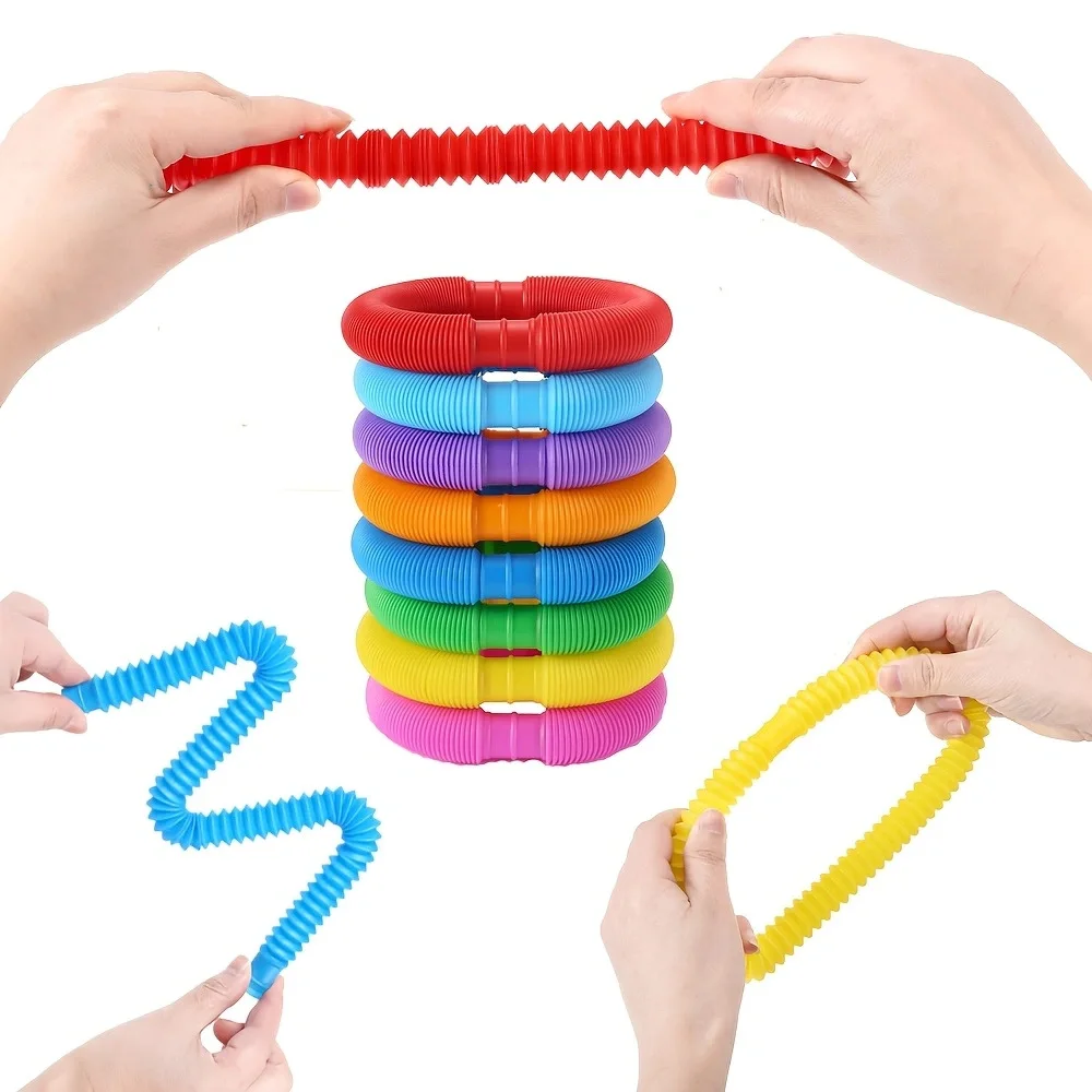 Colorful Pop Tube Rainbow Fidget Toy Telescopic Tube Stress Relief Toy Plastic Stretch Pipe Plastic Sensory Decompression Toy - Image 6