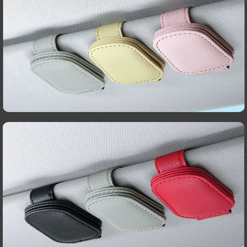 

1/2Pack Sunglasses Holder Is Suitable Car Sun shades Magnetic Leather Sunglasses Clip and Ticket Clip Car Sunshade Accessories