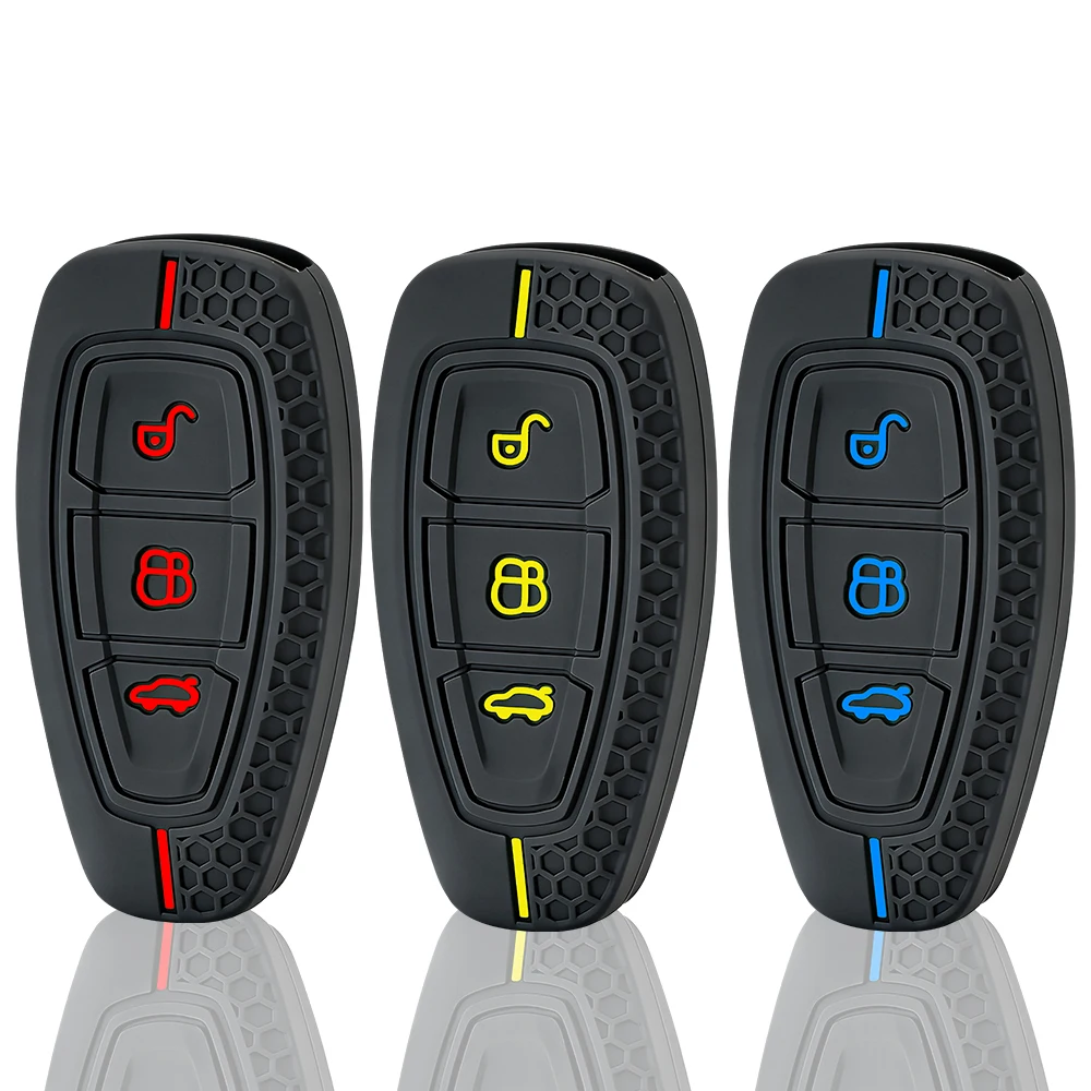 Funda de silicona para llave de Ford Focus RS Fiesta Mondeo Kuga B-Max Grand C-Max S-Max Galaxy, protector de carcasa para llave sin llave