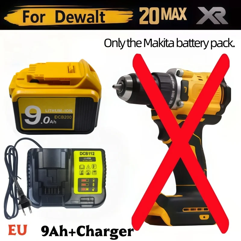 

Upgraded 20V MAX 9.0Ah High Capacity Rechargeable Li-ion Battery Safe Replacement Compatible with DeWalt Cordless Power Tools