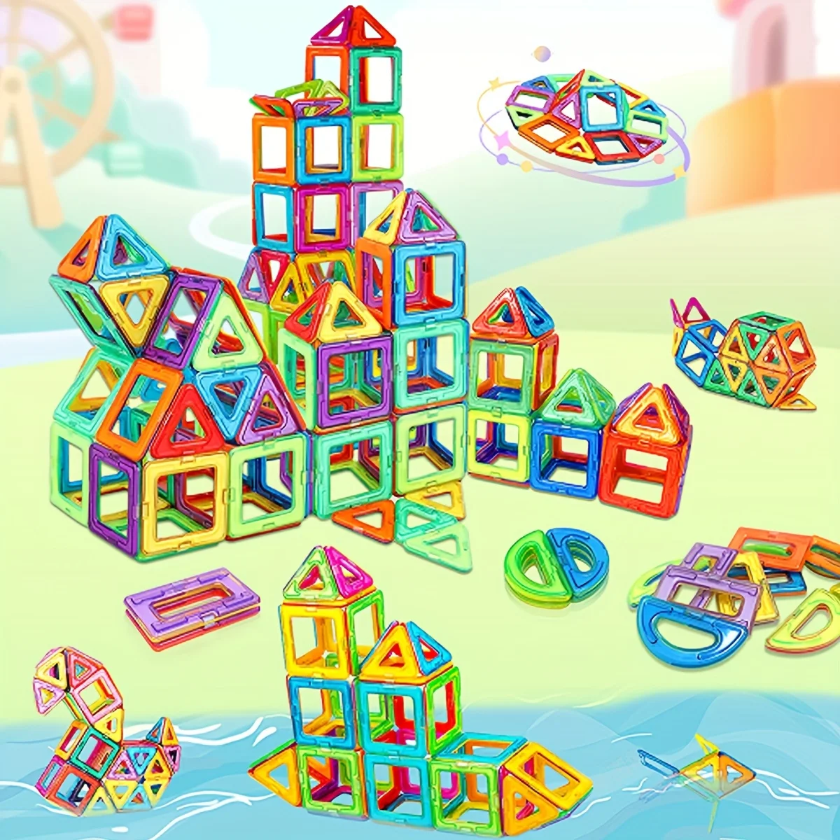 Magnetic Building Blocks DIY Magnets Toys, Big Size STEM Construction Set Toys, Learning Educational Magnet Toys, Random Colors