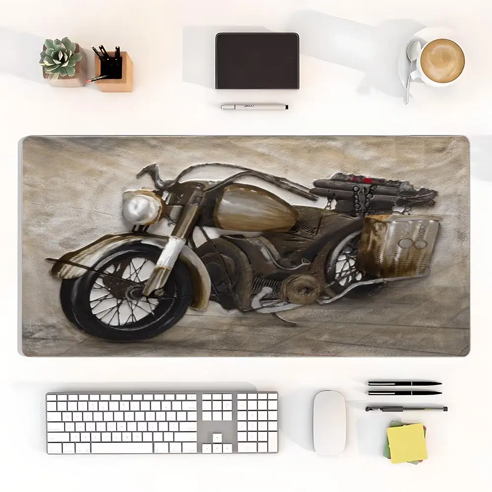 Large Size Mousepad Table Mat For Bedroom Learning Games Retro Old Motorcycle Themed For Office Desktop Laptop Mat
