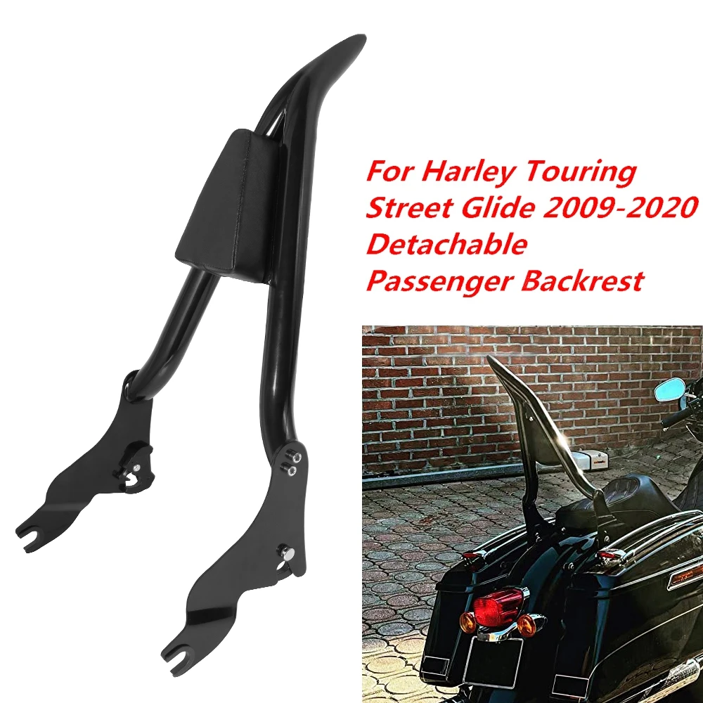 

22" Passenger Backrest Motorcycle Black Rear Detachable Sissy Bar For Harley CVO Road Glide Street Touring Road King 2009-2022