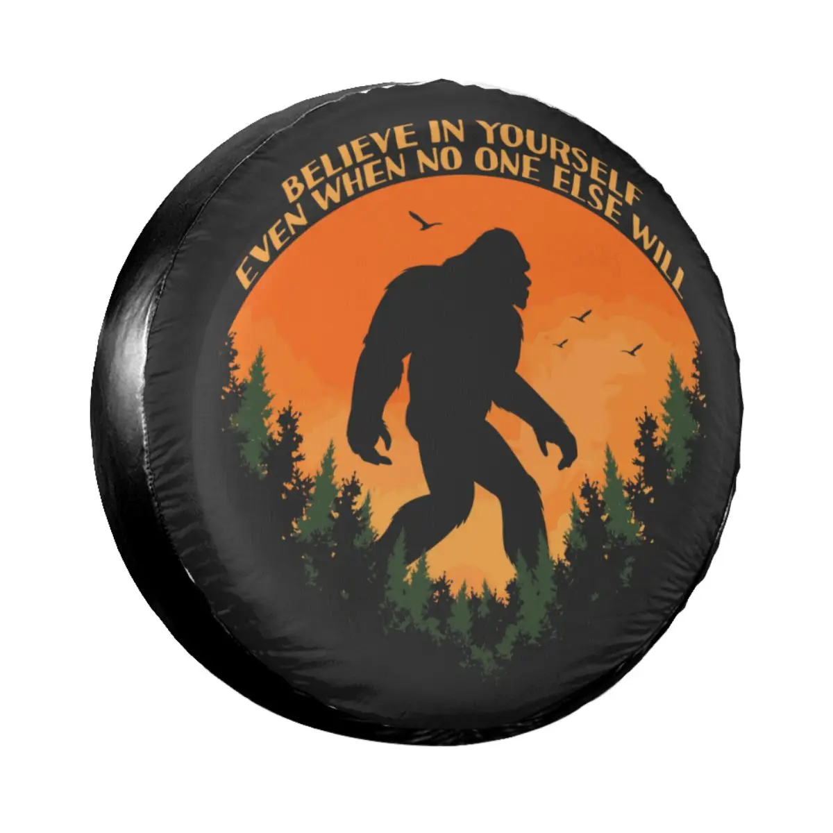 Bigfoot Believe In Yourself Spare Tire Cover for Jeep Hummer Custom Retro Dust-Proof Car Wheel Covers 14