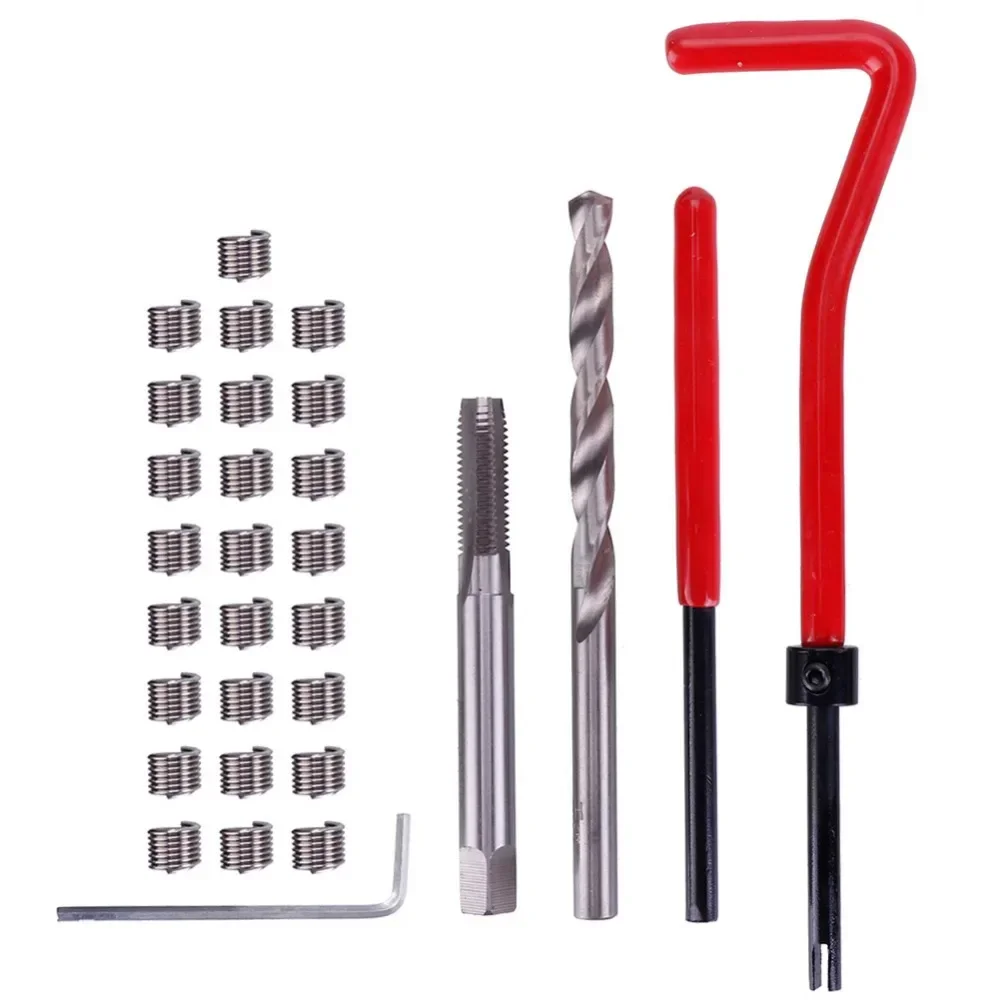 30Pcs Red Top Quality Oil Drain Plug Sump Bolt Thread Repair Kit M6 Tap oil pan thread repair tool set Auto repair tool #272404