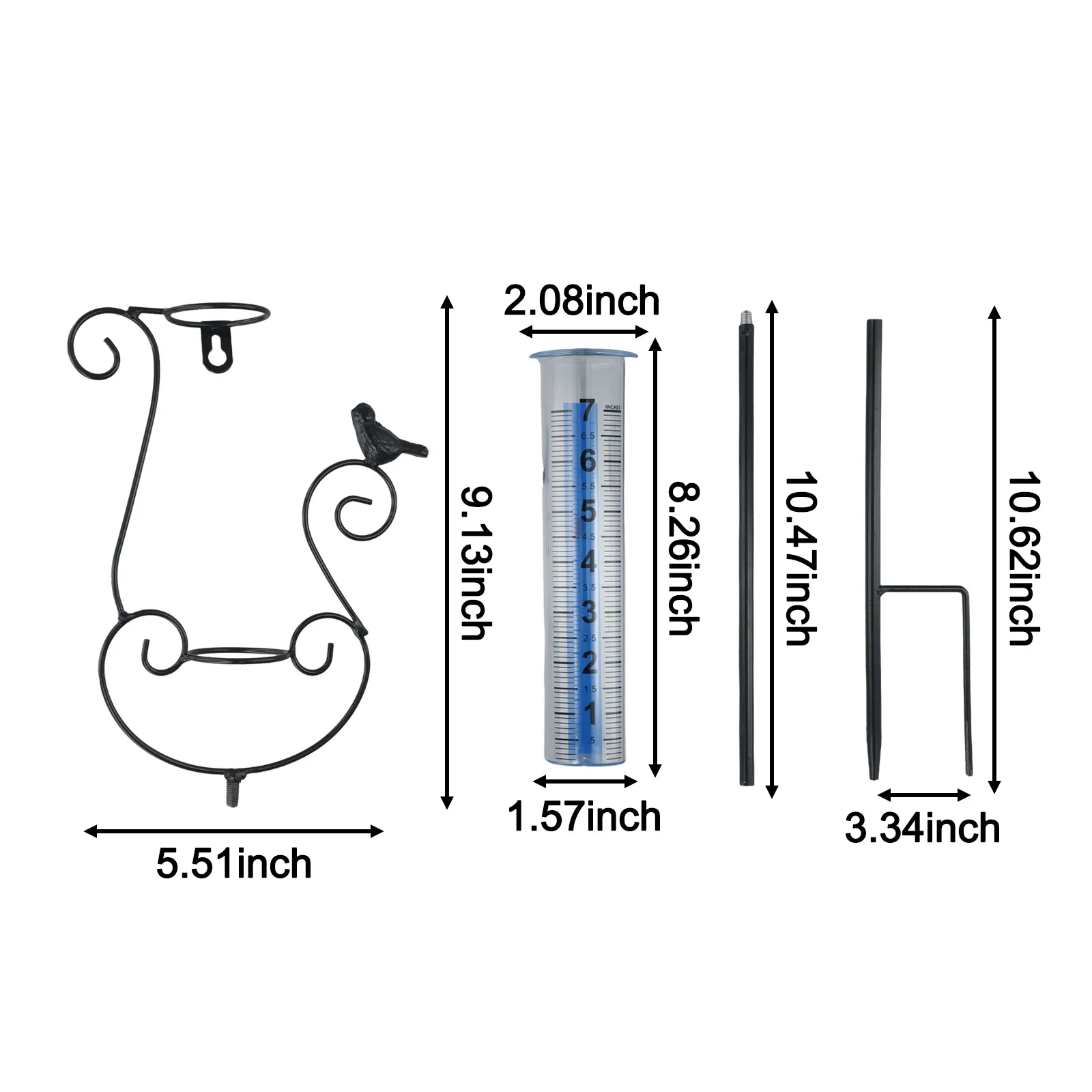 Outdoor Rain Gauge 1Set 7Inch Glass Rain Gauge With Stake For Garden Water Ground Outdoor Courtyard Rain Meter Collect Rainwater