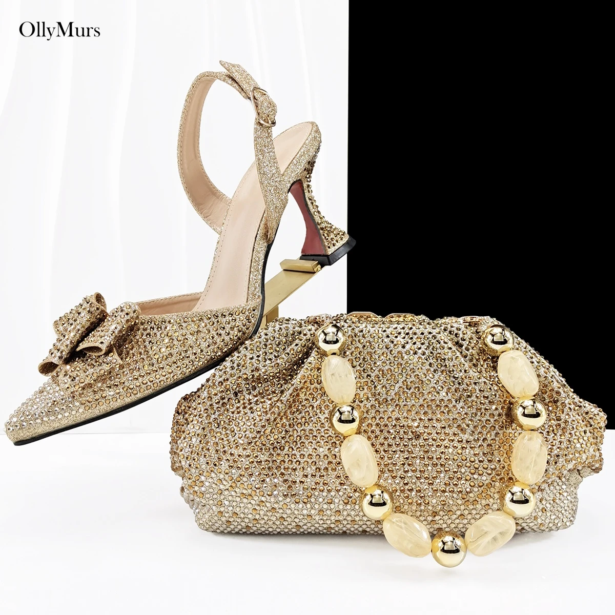 

Лидер продаж, модные вечерние туфли и сумка со стразами, комплект обуви и сумки на высоком каблуке Iitailn Design для вечерней вечеринки