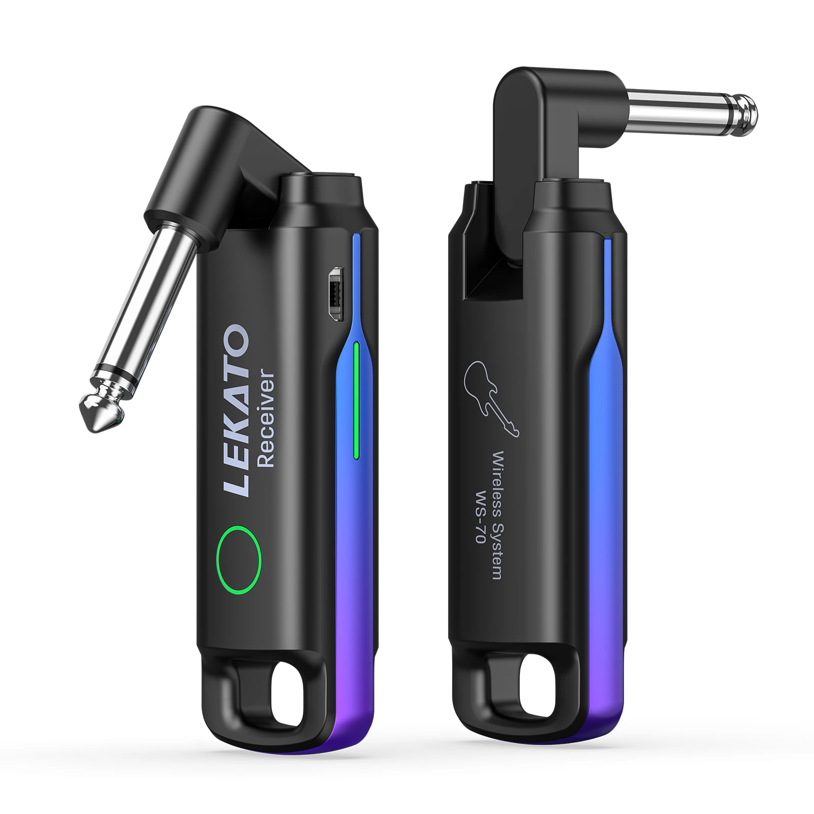 

LEKATO WS-70 UHF Wireless Guitar System Rechargeable Wireless Guitar Transmitter Receiver 70 Channels for Electric Guitar Bass