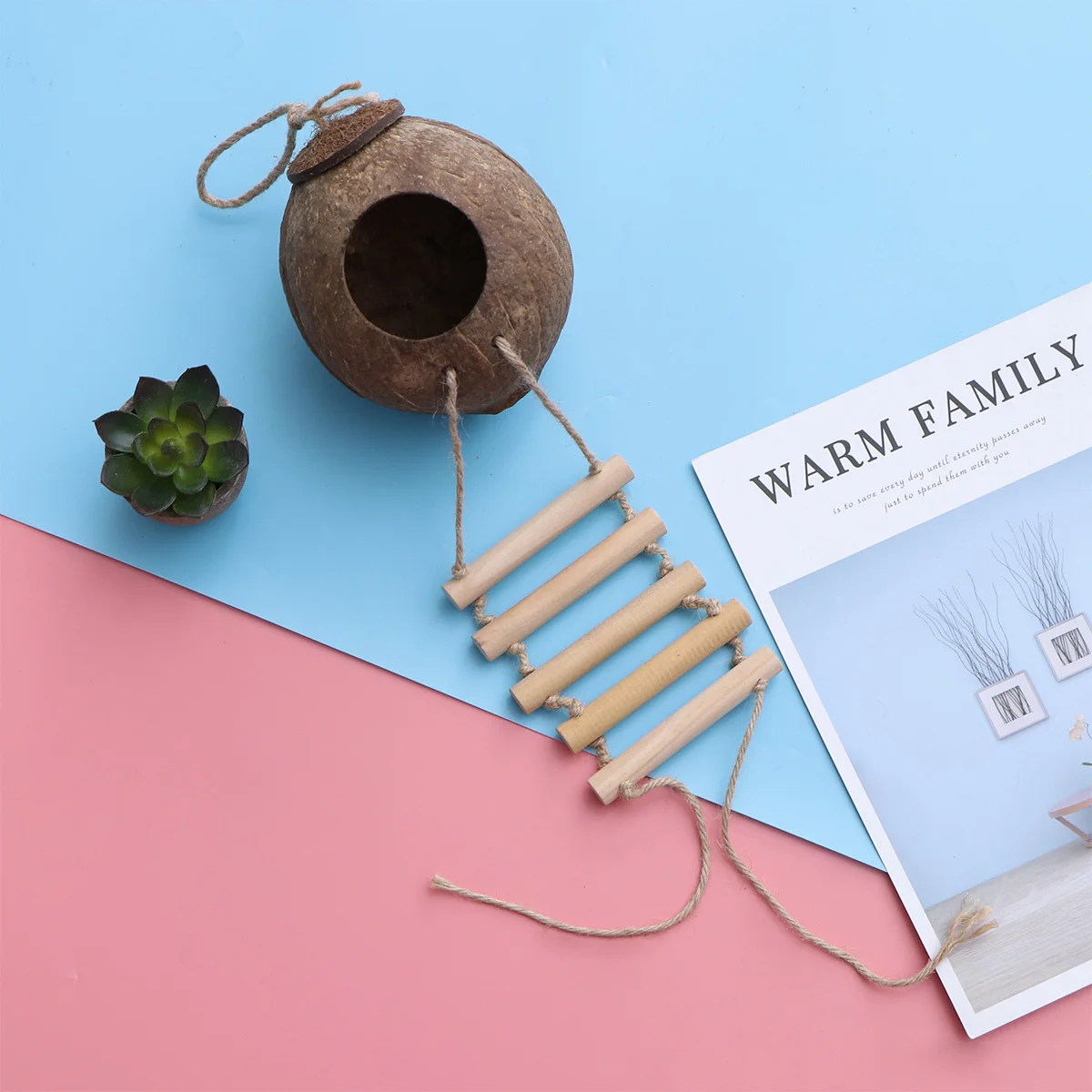 

Coconut Shell Bird Nest Natural Parrot Climbing Chewable Pet Birds Playground Cage Accessory Birdhouse