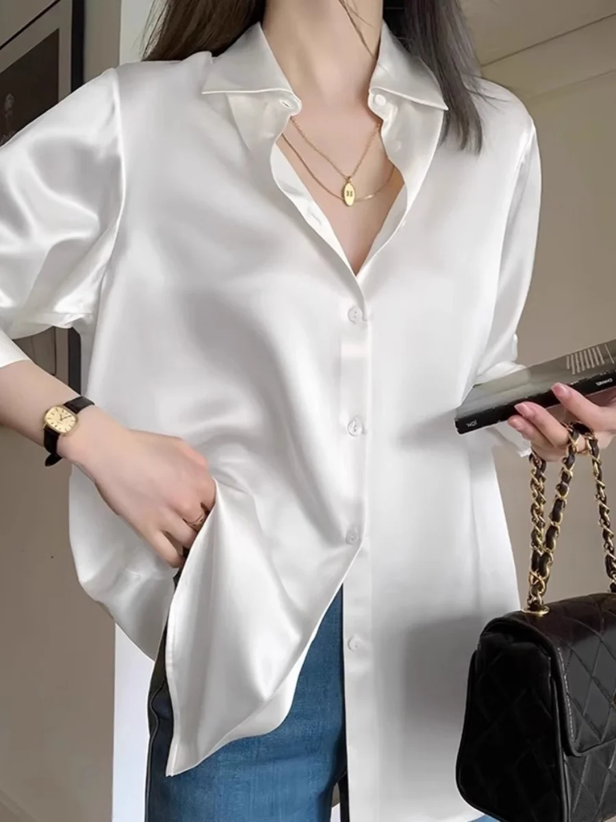 

Long Sleeve Shirts Womens Striped Button Down Tops Slim Fit Office Formal Businesswear Elegant Professional Autumn Work Clothing