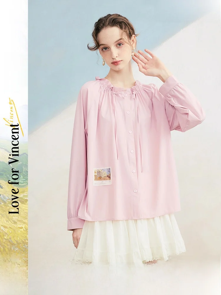 

Женская летняя рубашка 2025 с цветочным принтом, дышащая, свободного кроя, в клетку, с длинным рукавом, круглым вырезом и застежкой на пуговицы