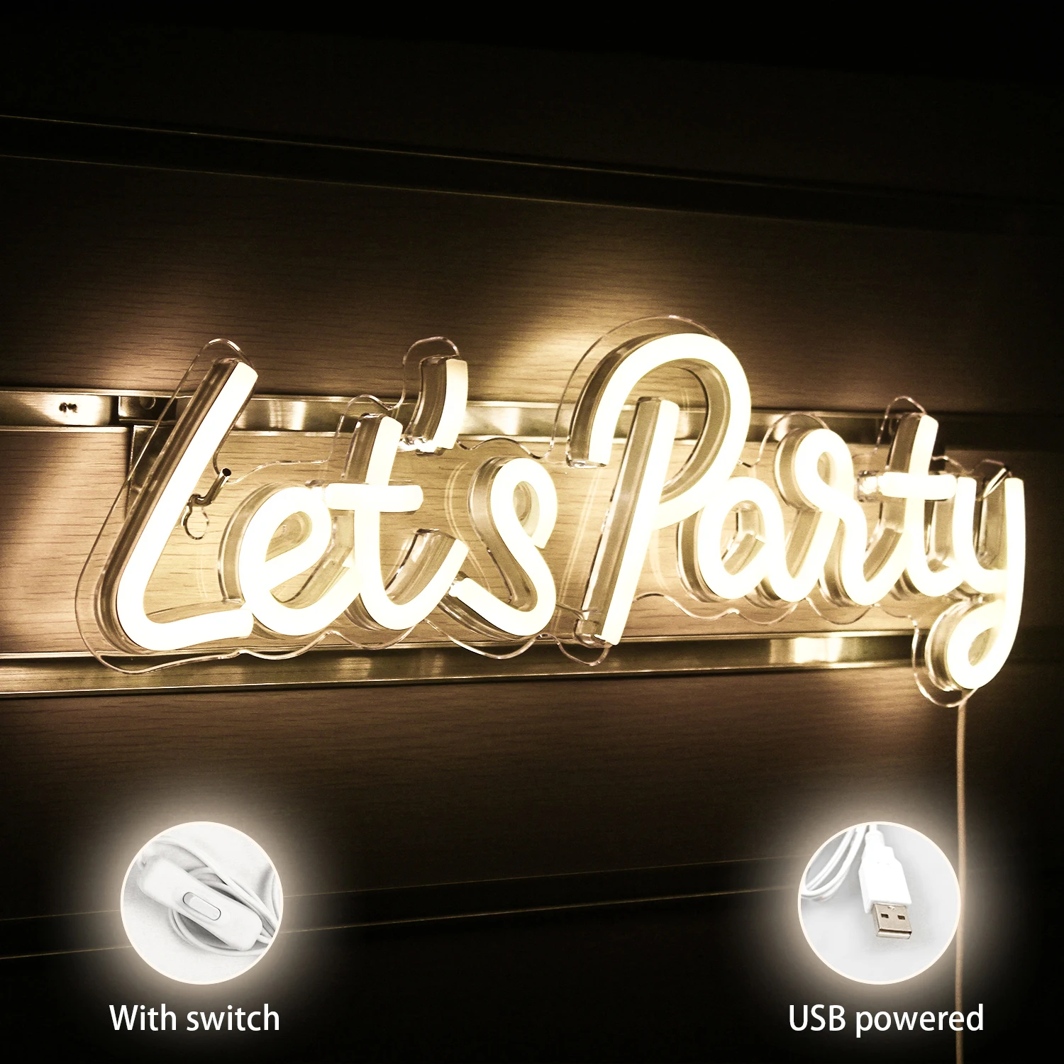 Imagem -03 - Vamos Party Neon Sign Warm Led Lights Letter Logo Decoração de Parede Aniversário Casamento Casa Bar Party Festival Art Lamp