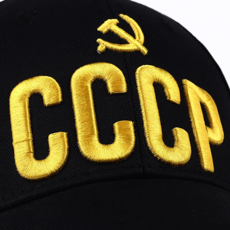 CCCP USSR Russian Hot Sale Style Baseball Cap Unisex Black Red Cotton Snapback Cap with 3D Embroidery Best Quality Garros