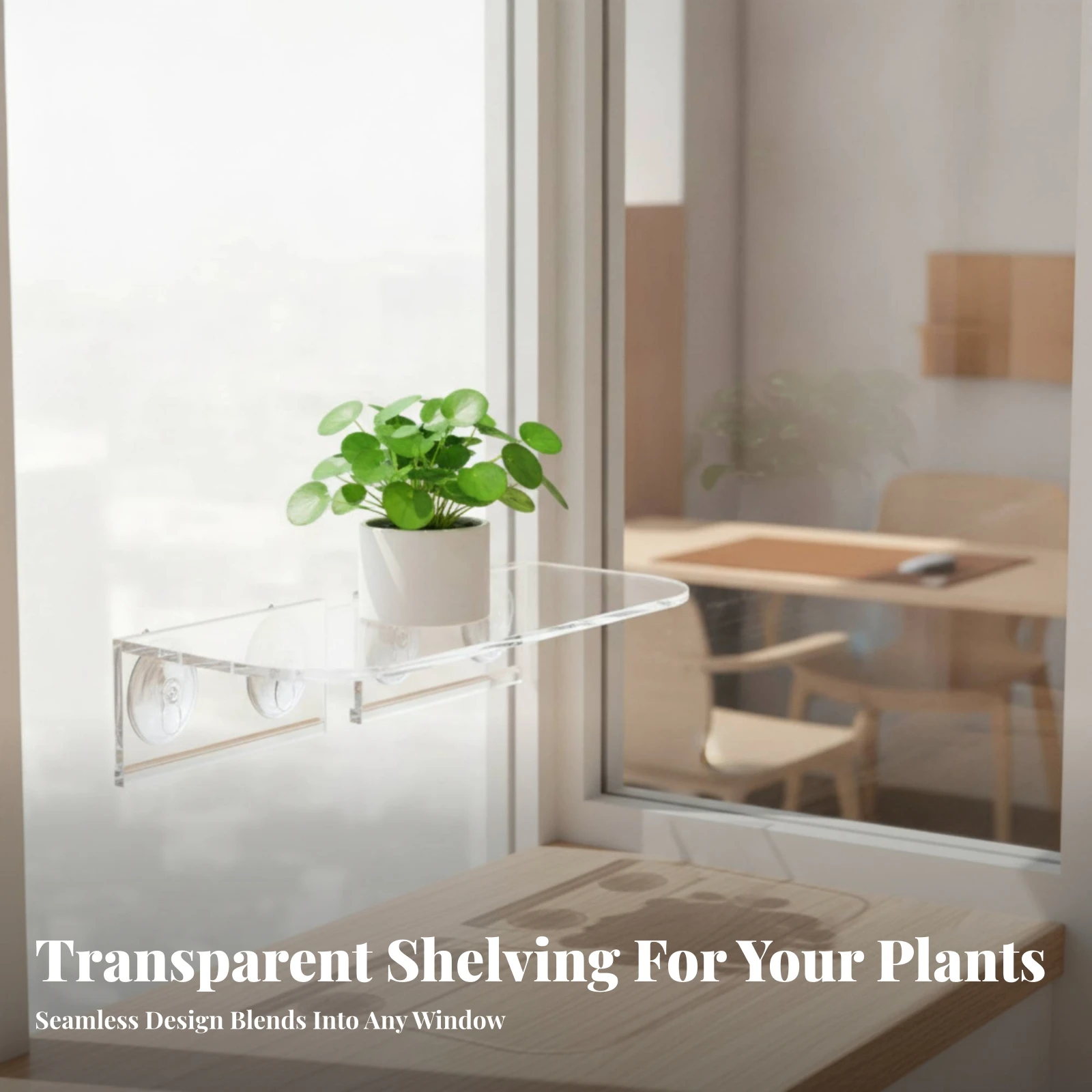 2 Pieces Suction Cup Plant Shelf Transparent Acrylic Shelf with Suction Cups for Apartment Dwellers, Indoor Garden, Kitchen