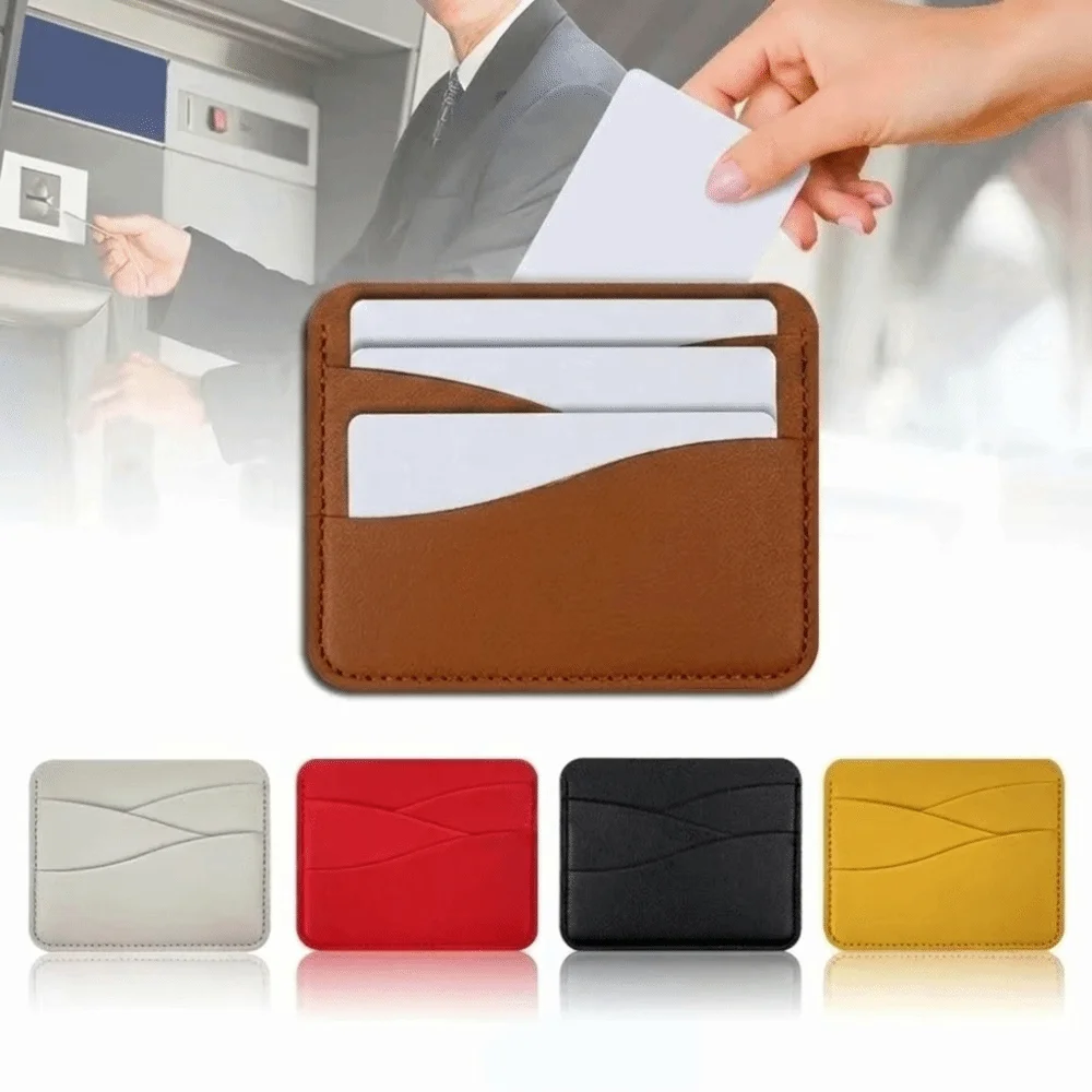 

Solid Color Mini Card Holder Pu Leather Multi-functional Bank Card Case Wallet Small Credit Card Holder Men/Women