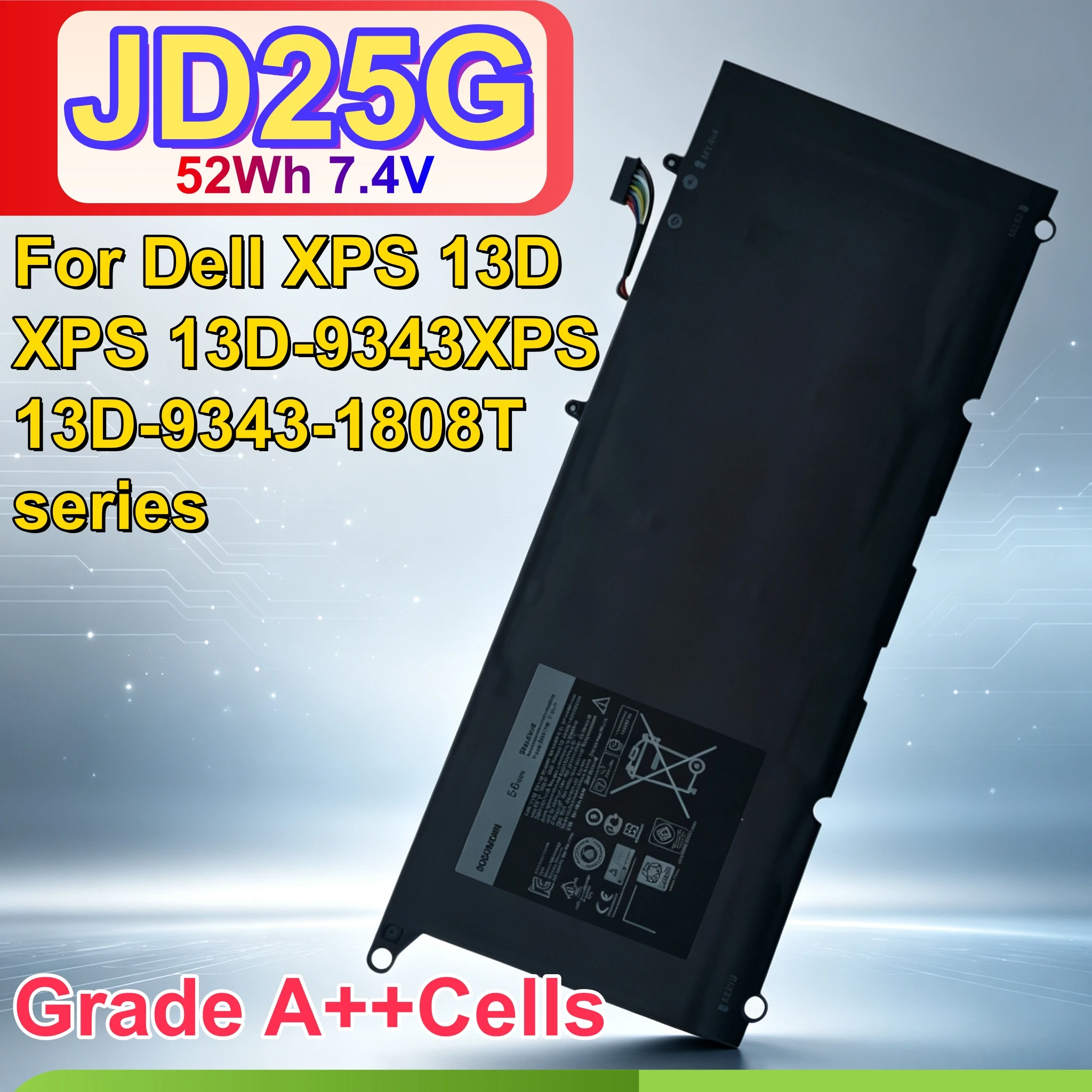 New JD25G Laptop Battery For Dell XPS 13 9343 9350 P54G P54G001 P54G002 Replace JHXPY 5K9CP DIN02 0N7T6 0DRRP RWT1R