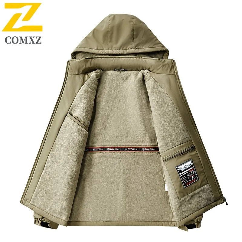CoMXZ Homens Parker Casaco Clássico Leve Quente Grosso Com Capuz Caminhadas Aventura Esqui Acolchoamento de Inverno Solto Jaquetas Acolchoadas de Algodão