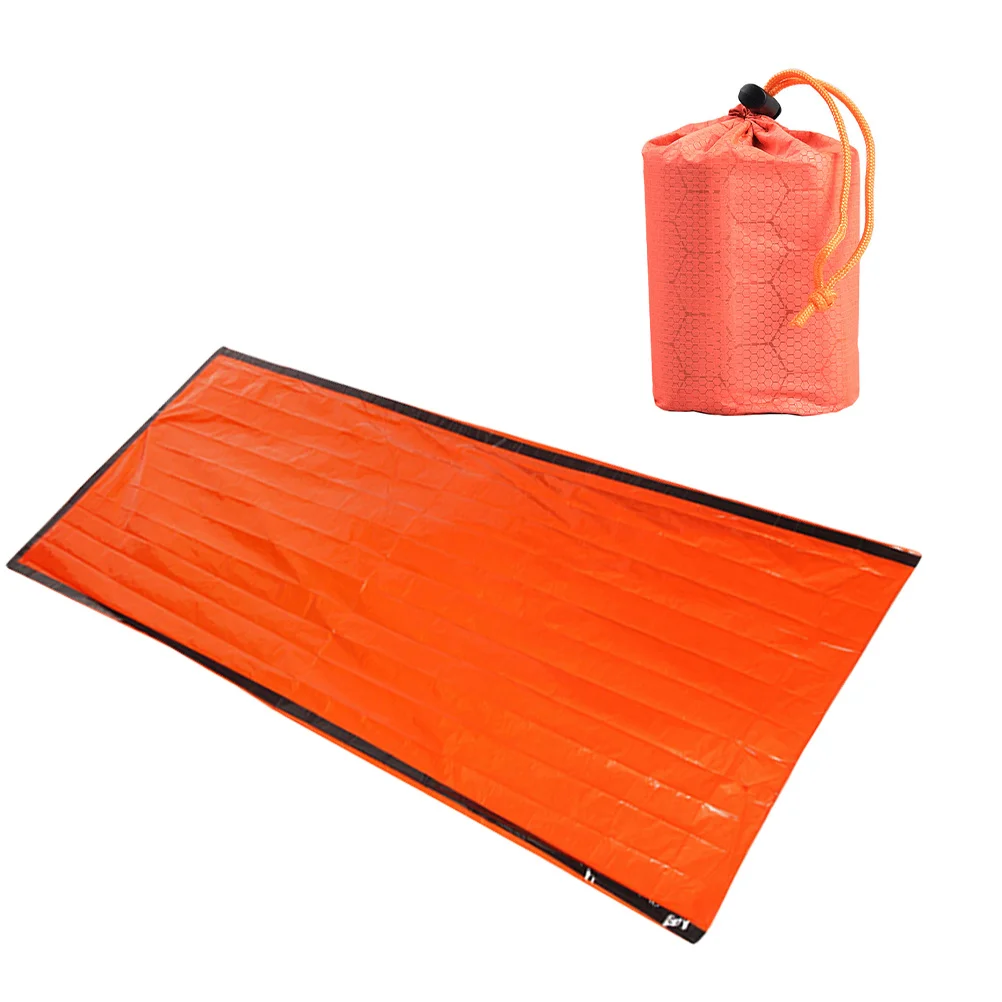 

1pcs Aluminum Foil Sleeping Bag Orange Portable Survival Blanket For Camping Hiking Outdoor Emergency Shelter Use