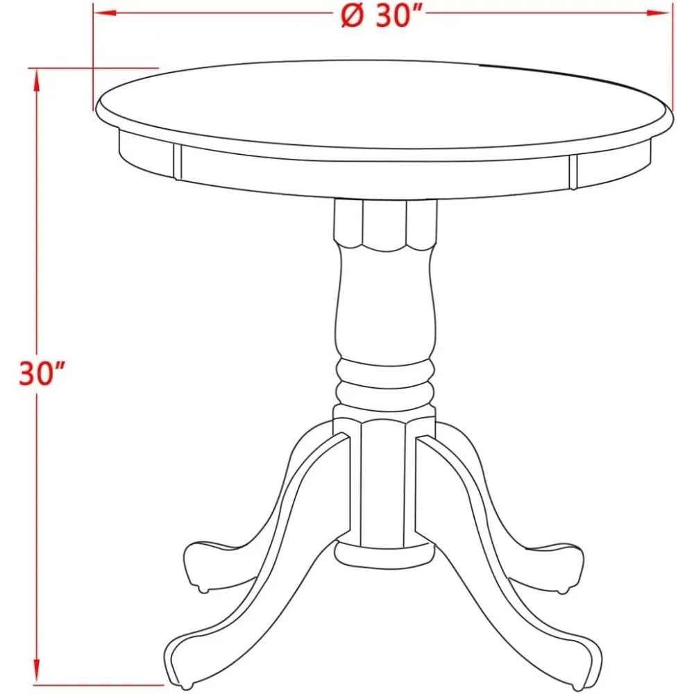 Dining Room Table - a Round kitchen Table Top with Pedestal Base, 30x30 Inch, Oak & Linen White