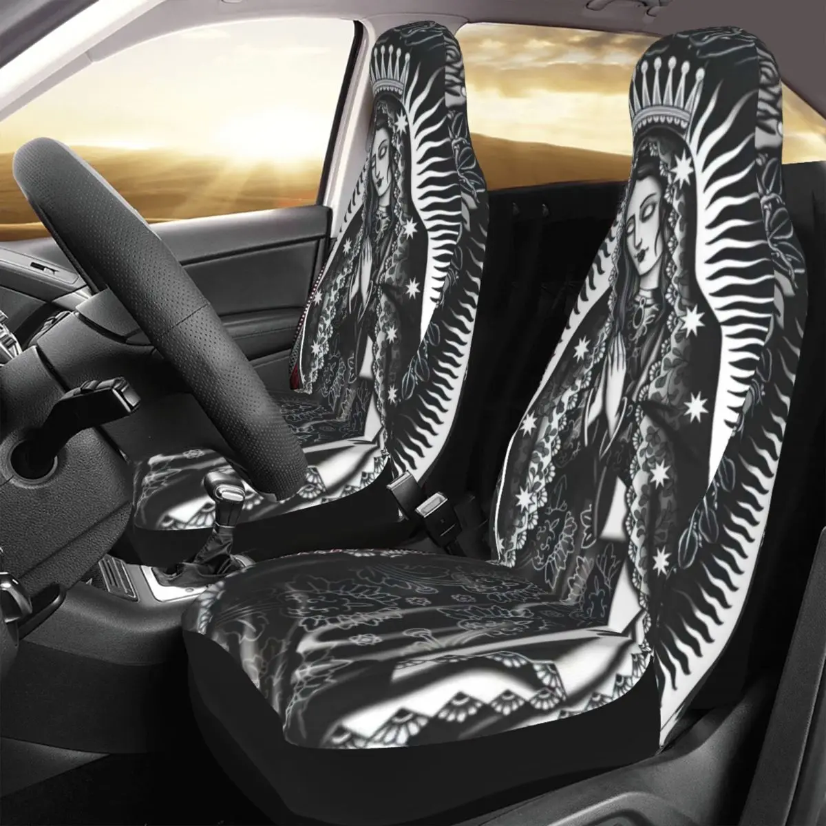 

Virgin Mary Car Seat Cover Custom Printing Universal Front Protector Accessories Cushion Set