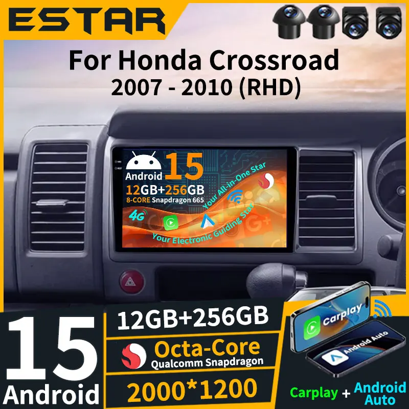 Wireless Carplay Android 15 For Honda Crossroad 2007 - 2010 RHD Car Radio Navigation GPS RDS Video Player Head Unit Octa Core BT