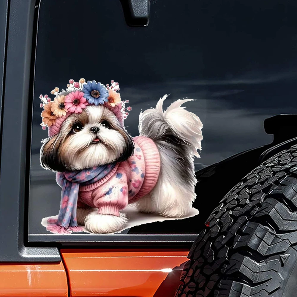 15x14cm Cute Dog Decals, Self-adhesive, Waterproof Vinyl Stickers for Car, Bumper, Window, Laptop, Wall and Glass Surface