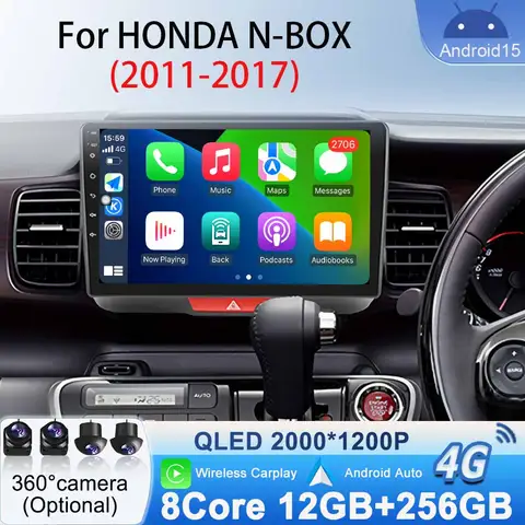 Wireless Carplay for Honda N-BOX 2011 - 2017  Android Auto Car Radio Multimedia Video Player Navigation GPS Android 15 Bluetooth