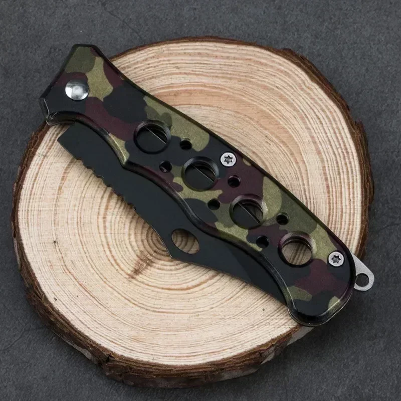 Portable multifunctional stainless steel outdoor knife, wilderness survival self-defense, sharp folding knife