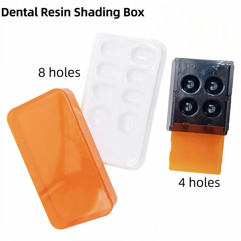 4/8Holes Dental Shading Light Box Composite Resin Mixing Well Light-proof Storage Hading Color Toning Case Dentist Material Tool