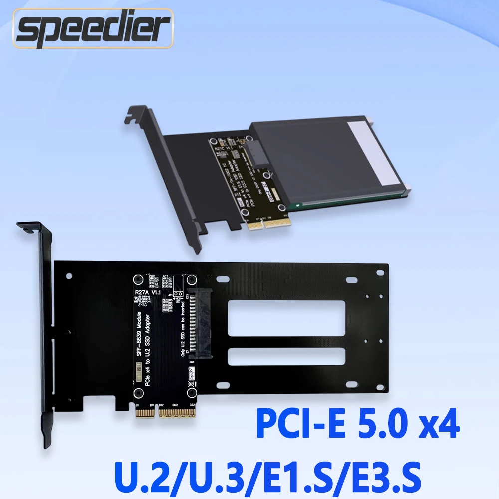 

PCIe 5.0 4.0 X4 к E3.S U.2 U.3 E1.S Карта адаптера жесткого диска SSD Gen4.0 4X к SFF-8639 Жесткий диск SSD PCI Express с подставкой
