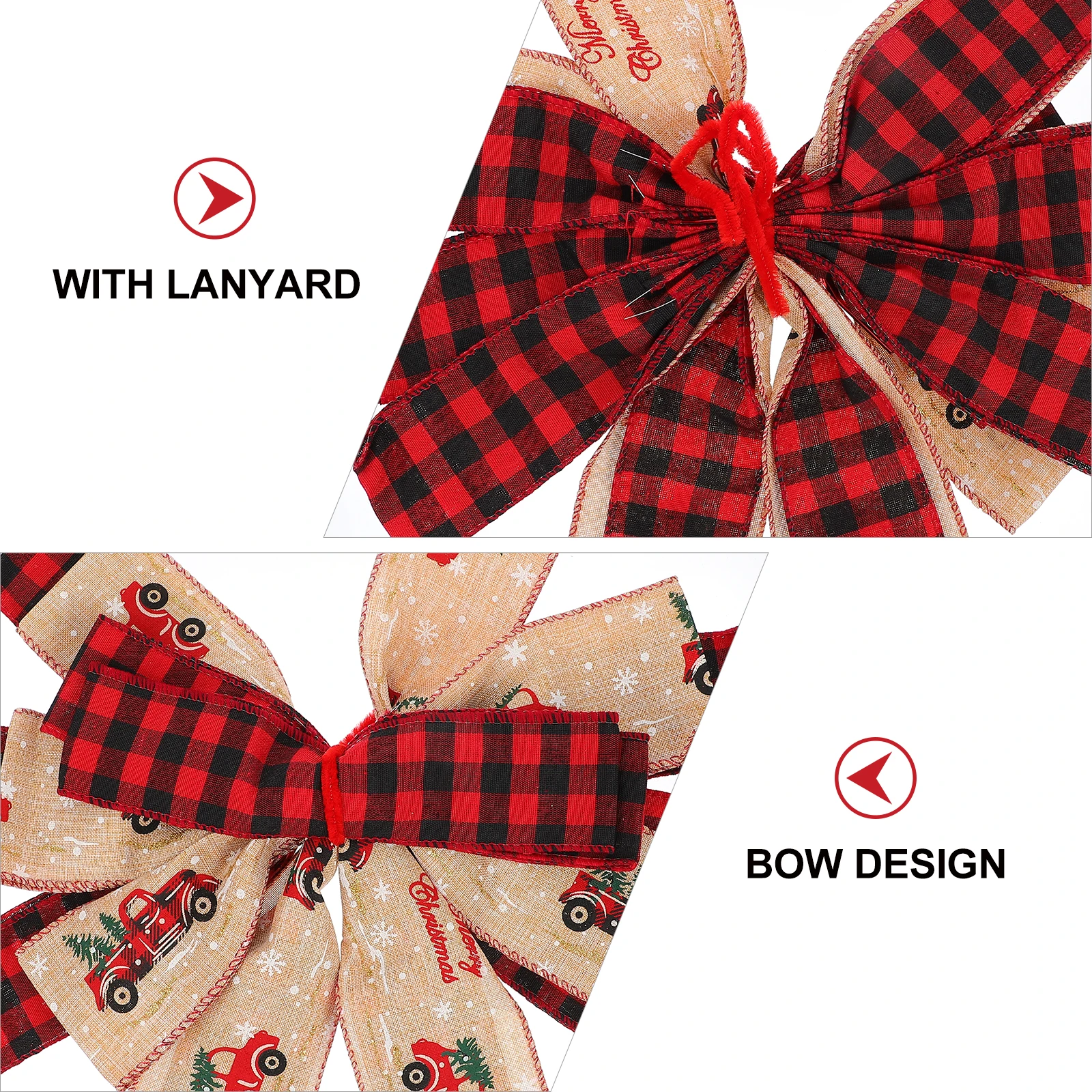 

Winter Decor Bow Decoration Christmas Tree Topper Ornaments Bows Lattice Toppers Xmas Decorations