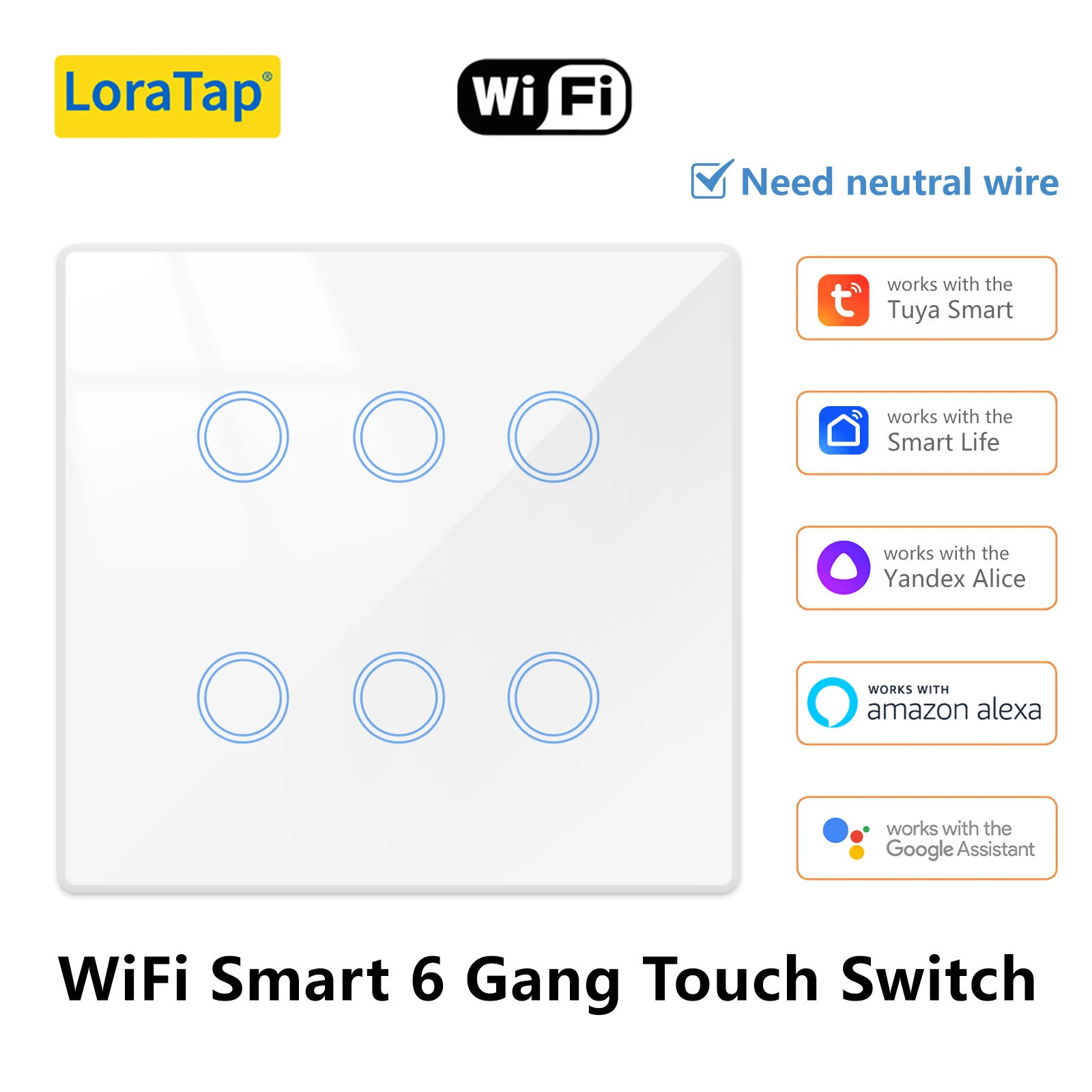 

Tuya Smart Life Brazil 6, переключатель сенсорной панели GANG, таймер дистанционного управления, работа с Google Alexa