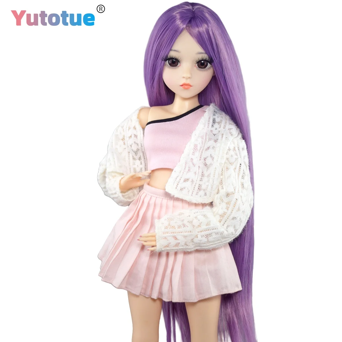 YUTOTUE 24 inch Height Girl Doll with Removable Fashion Clothes Set Straight Long Wigs BJD Toy Lifelike