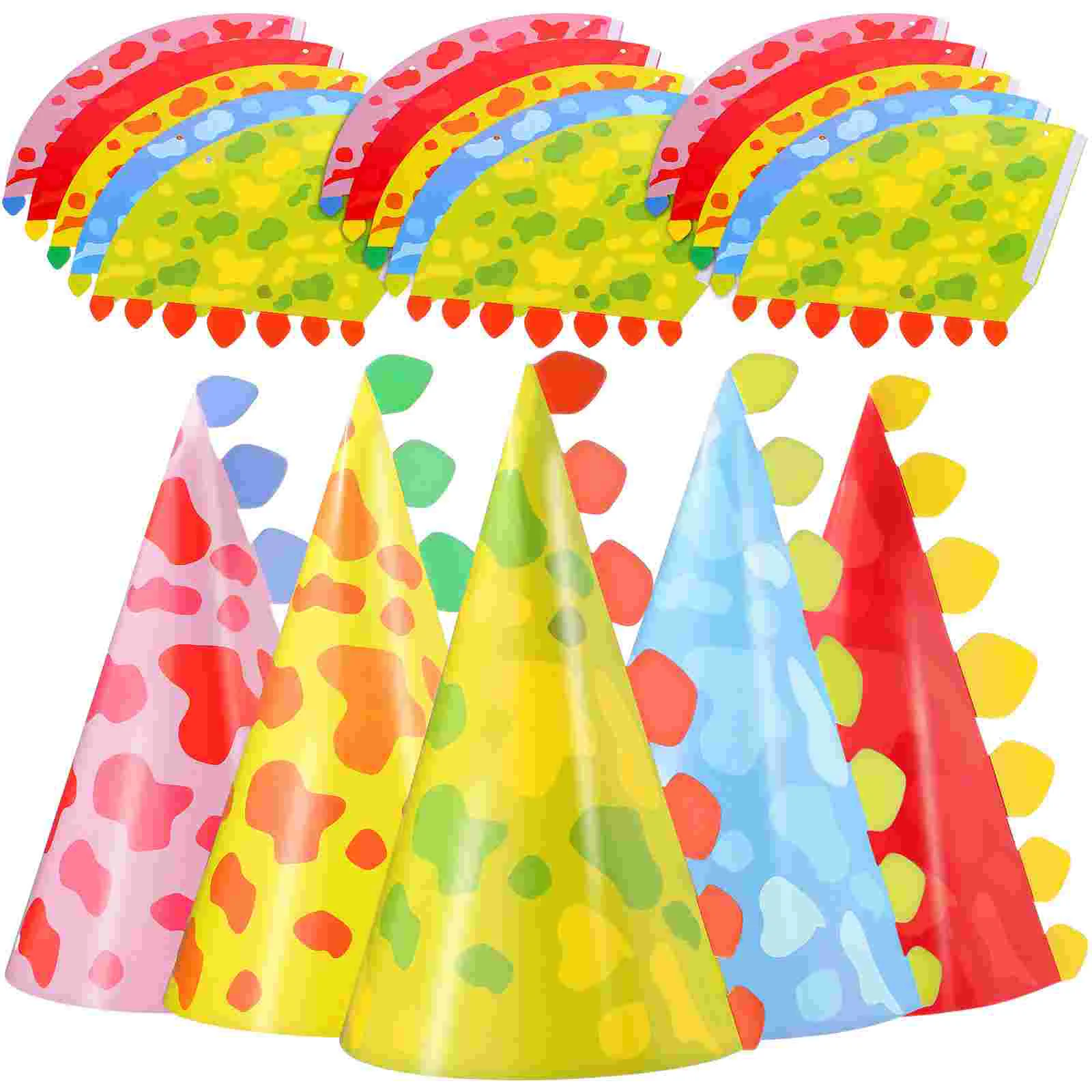 

30 Pcs Dinosaur Cake Topper Paper Birthday Hat Kids Headbands Elastic Hats Baby