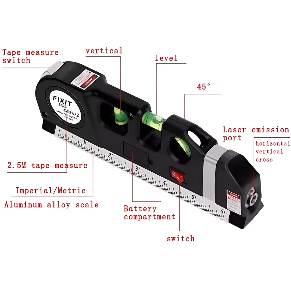 Imagem -06 - Níveis Laser Multifuncionais de Alta Precisão Instrumentos Ópticos Infravermelhos Medição Renovação e Ferramentas Laser Nível Linha