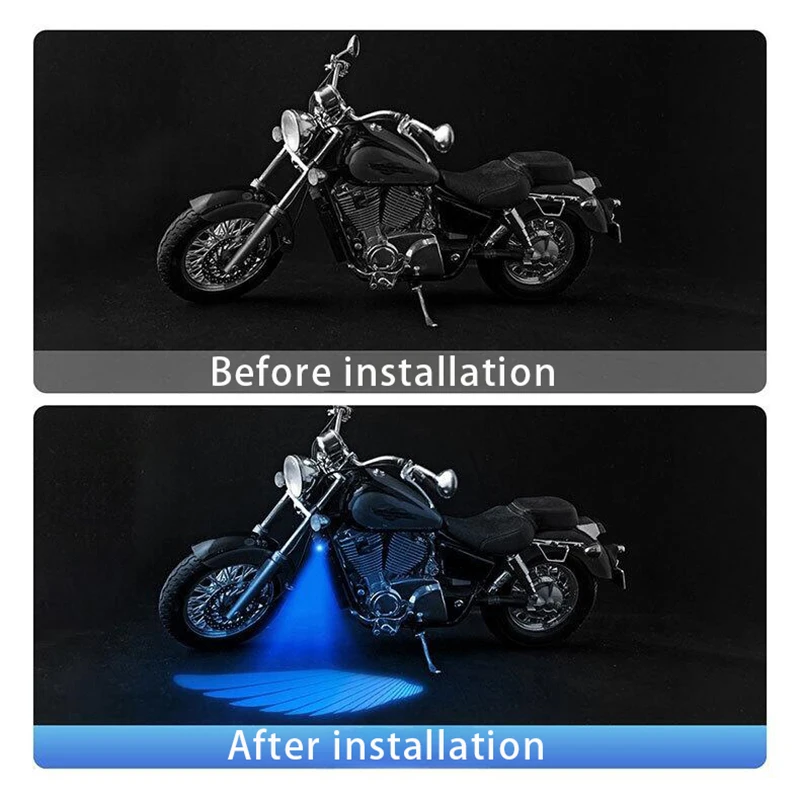 2PCS Motorcycle LED Wing Light Welcome Light Angel Wings Style Projection Lights for Motorcycle Modified Decorative Ambient Lamp